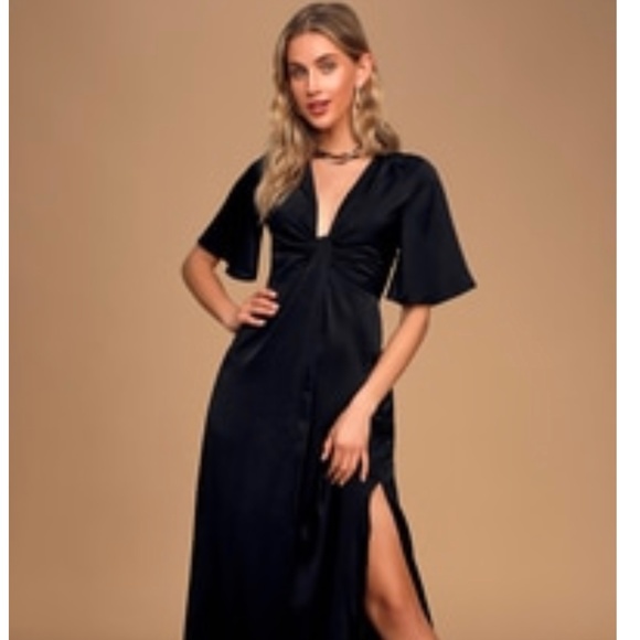 Lulus Dresses & Skirts - Lulus black satin maxi dress